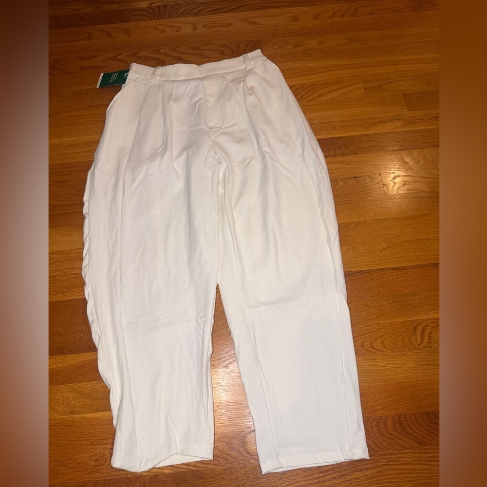 Halara Ivory Wide Leg Work Pants Women’s Medium Elastic Waist Trousers NWT